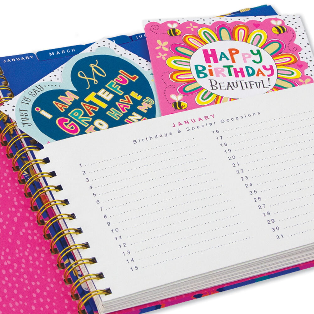 Floral Birthday Card Planner Book - Rachel Ellen Designs