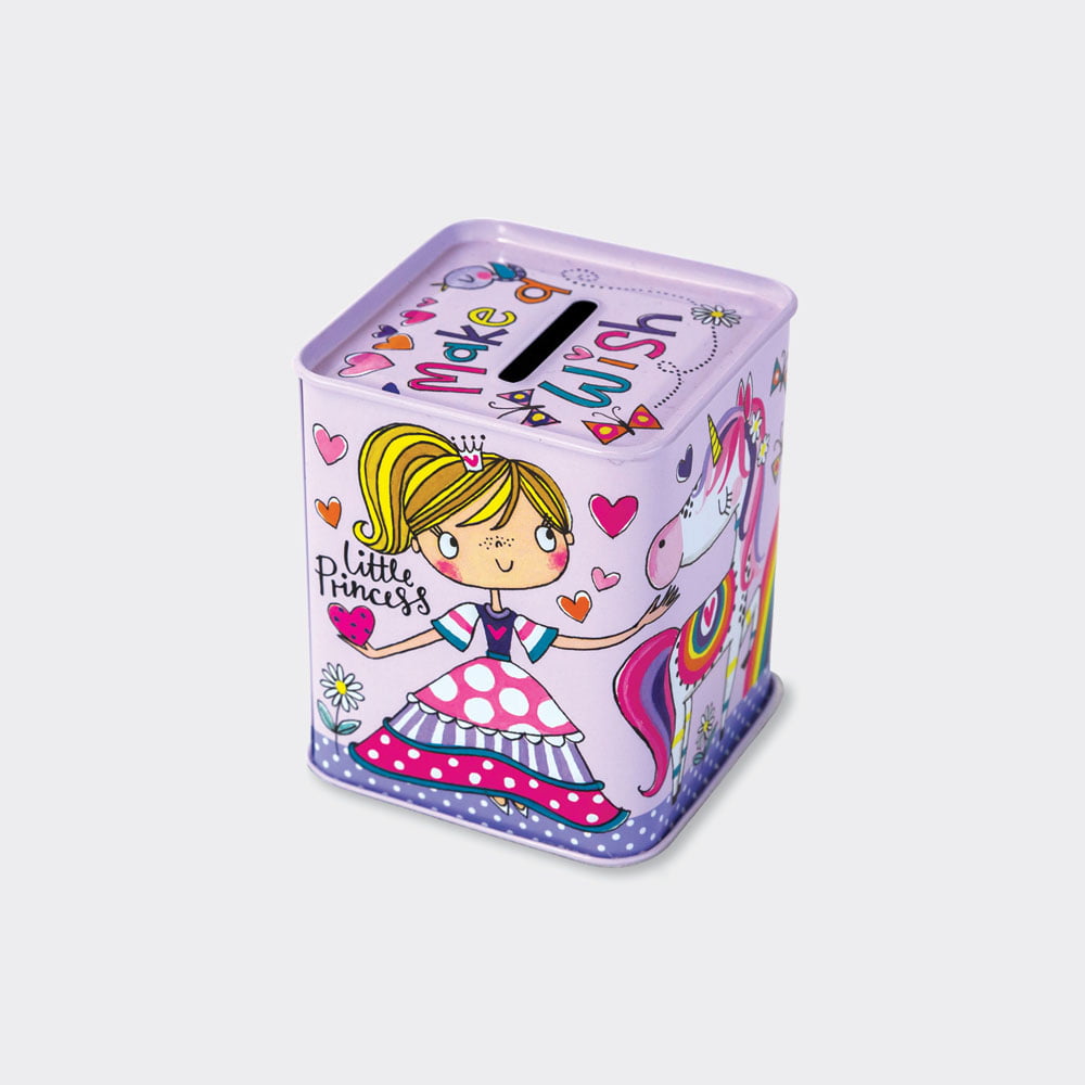 'Make a Wish Little Princess' Unicorn Money Box Tin - Rachel Ellen Designs