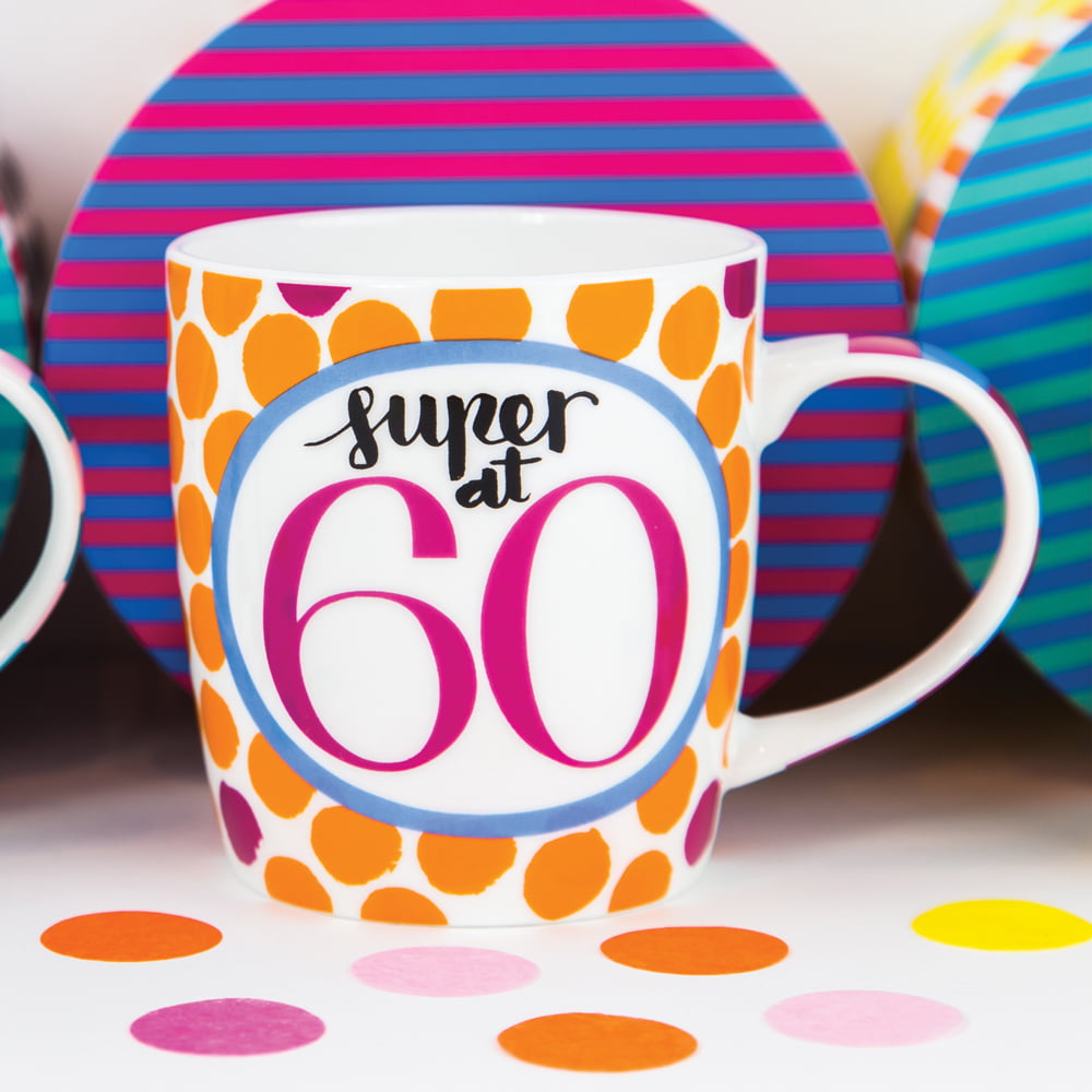 'Super At 60' 60th Birthday China Mug - Rachel Ellen Designs