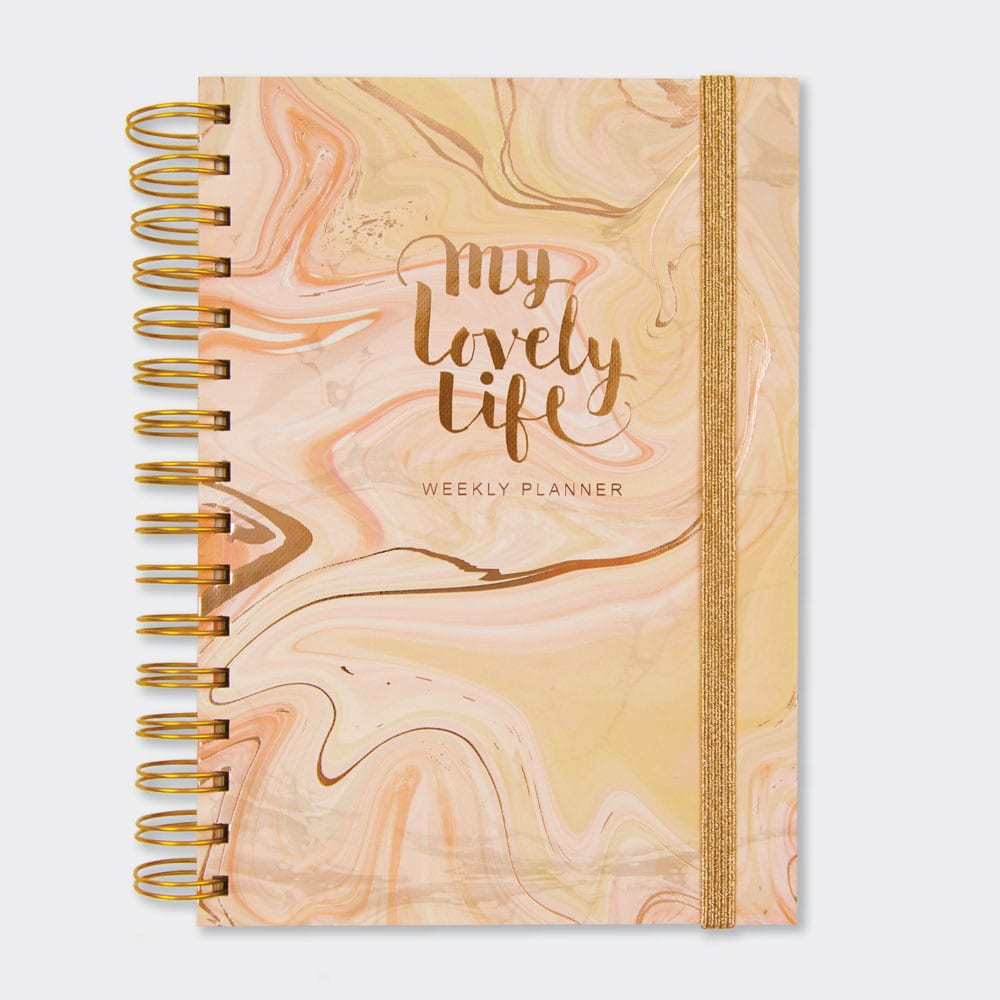 'My Lovely Life' Rose Gold Marble Weekly Planner Personal Organiser - Rachel Ellen Designs