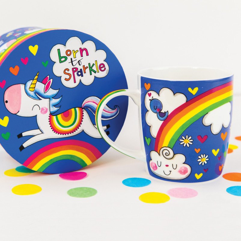 Born To Sparkle Unicorn China Mug - Rachel Ellen Designs