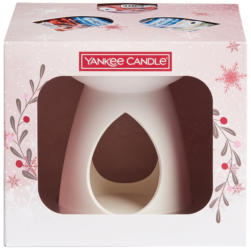 Yankee Candle Wax Melt Warmer & 3 Scented Wax Melts Christmas Gift Set - Snow Globe Wonderland