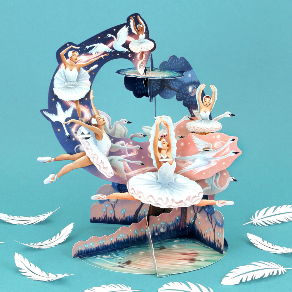 Santoro Swan Lake Ballet 3D Pop-Up Pendulum Card - Greetings and Birthday Card