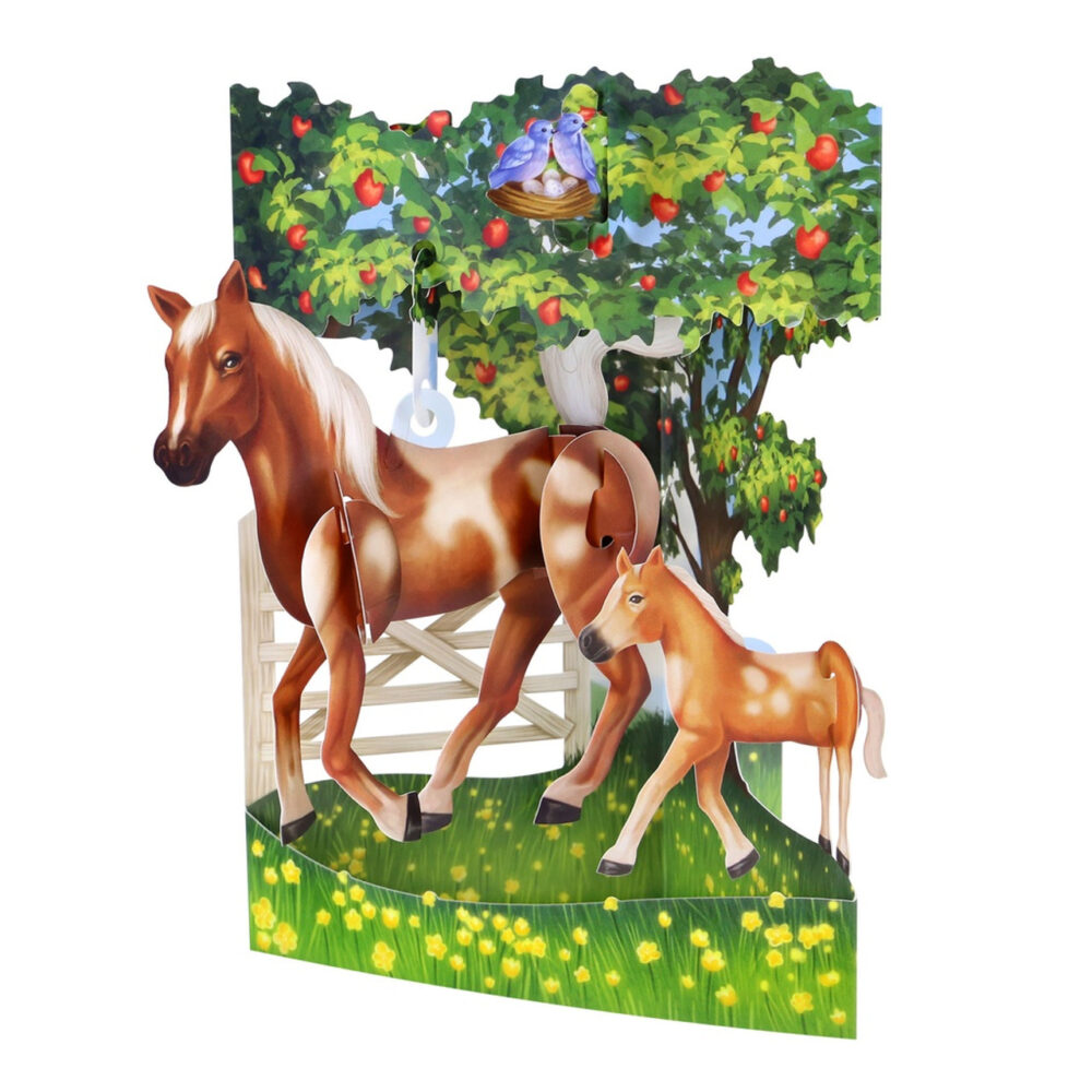 Santoro Horse and Foal 3D Pop-Up Swing Card - Greetings and Birthday Card